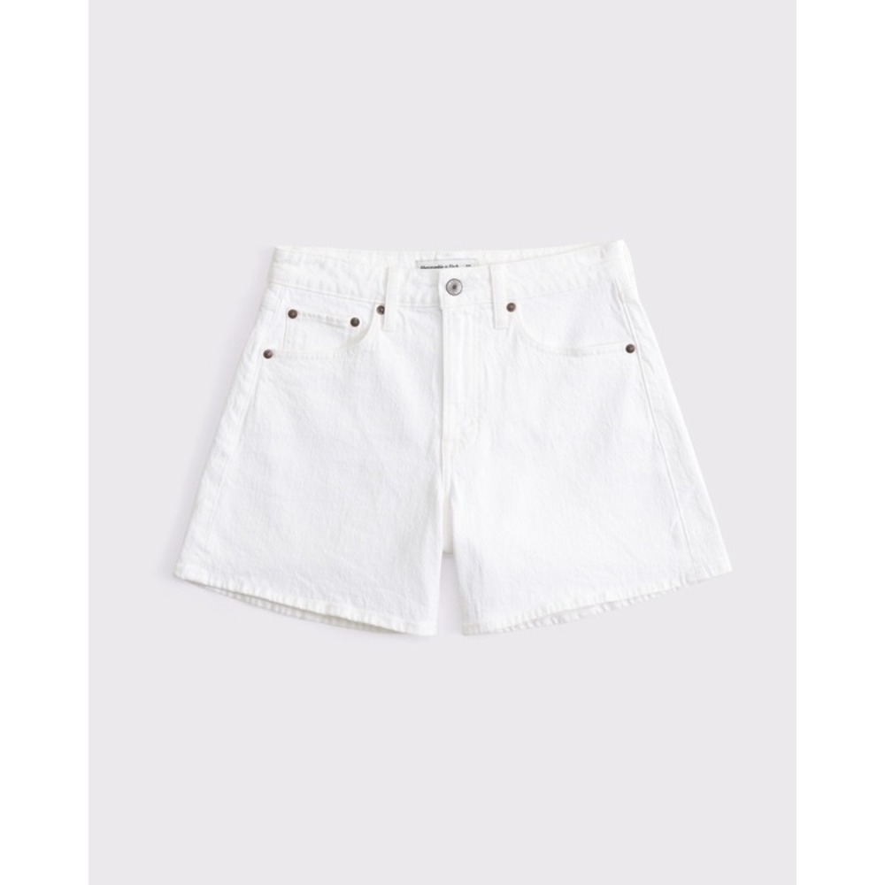 Abercrombie & Fitch The Dad Short Curve Love High Rise 32 White Womens - Picture 4 of 8